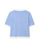 Women's European/American Color Block Knit Top, Round Neck, Short Sleeve, Autumn Collection.