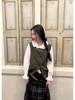 Viaplan Korean Autumn/Winter Elegant Retro Plaid Wool A-line Skirt