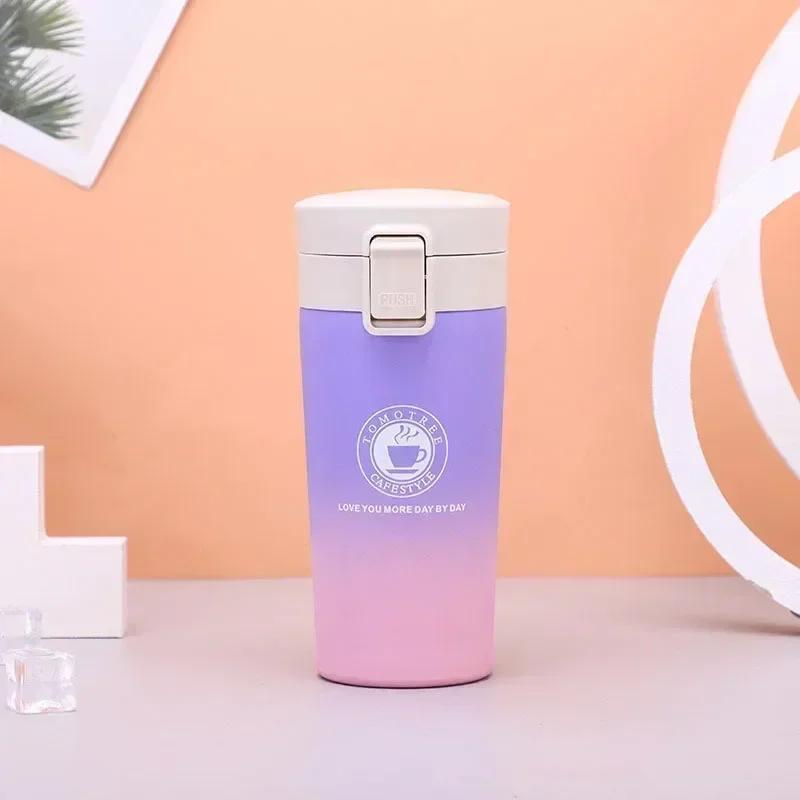 Tasse à café thermos 380/500 ml Tasses à café en acier inoxydable Flasque à vide à double paroi Bouteille d'eau étanche Tasse thermos à dégradé