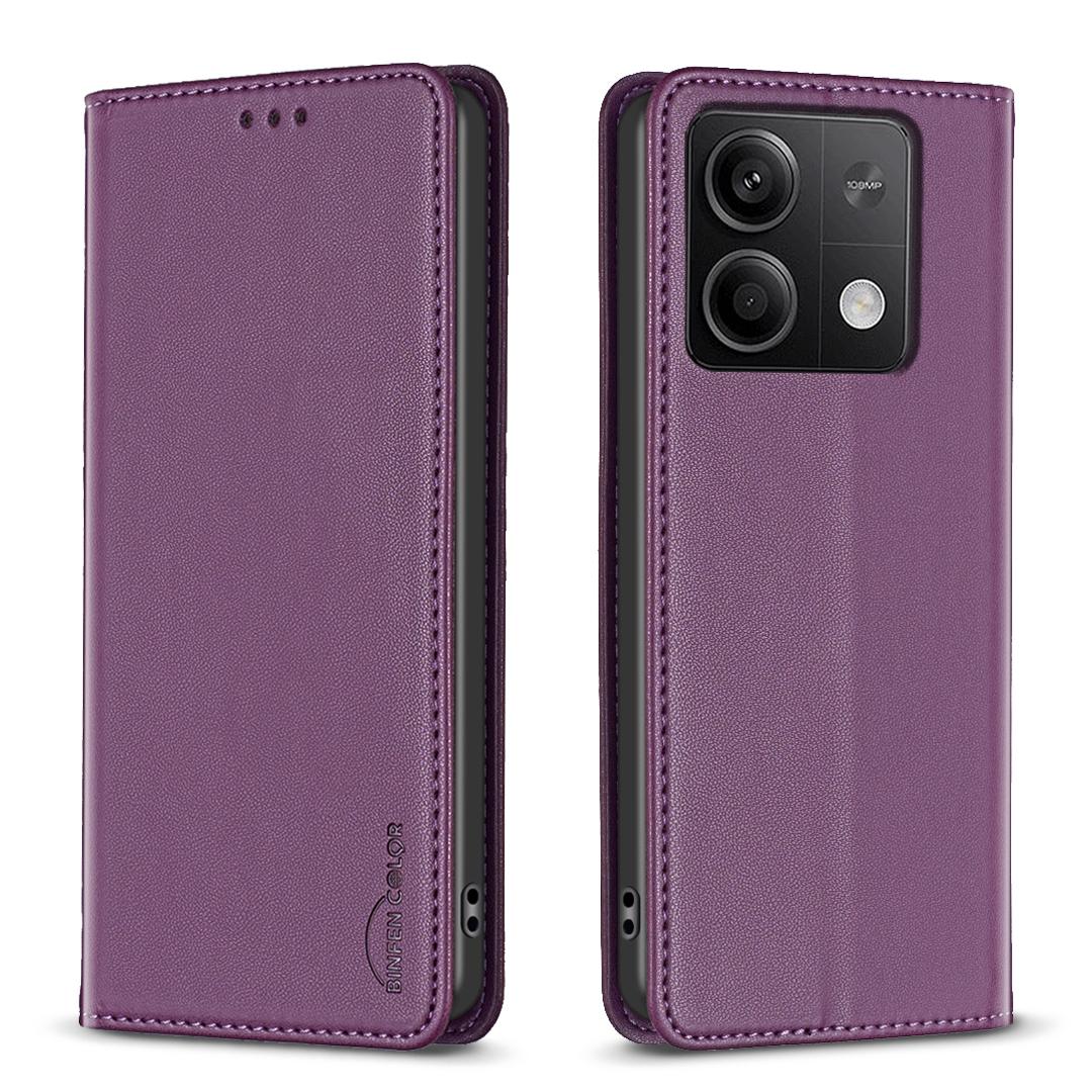 

BINFEN COLOR BF18 For Xiaomi Redmi Note 13 4G Phone Case Card Holder Cover Magnetic Absorption Dark Purple