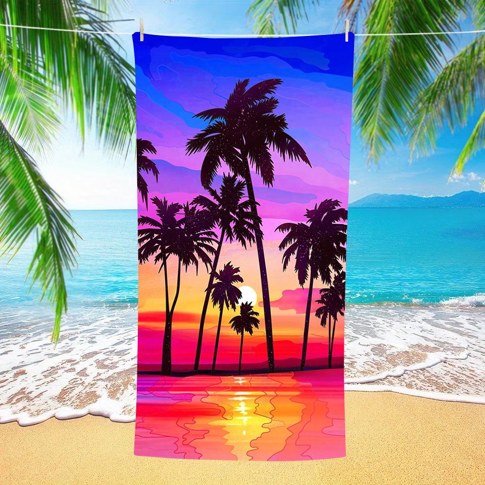 Pink Purple Sunset Palm Sea View Print Beach Towel Anti Sand Microfiber Pool Towel Summer Beach Swim Outdoor Gym Outdoor Beach