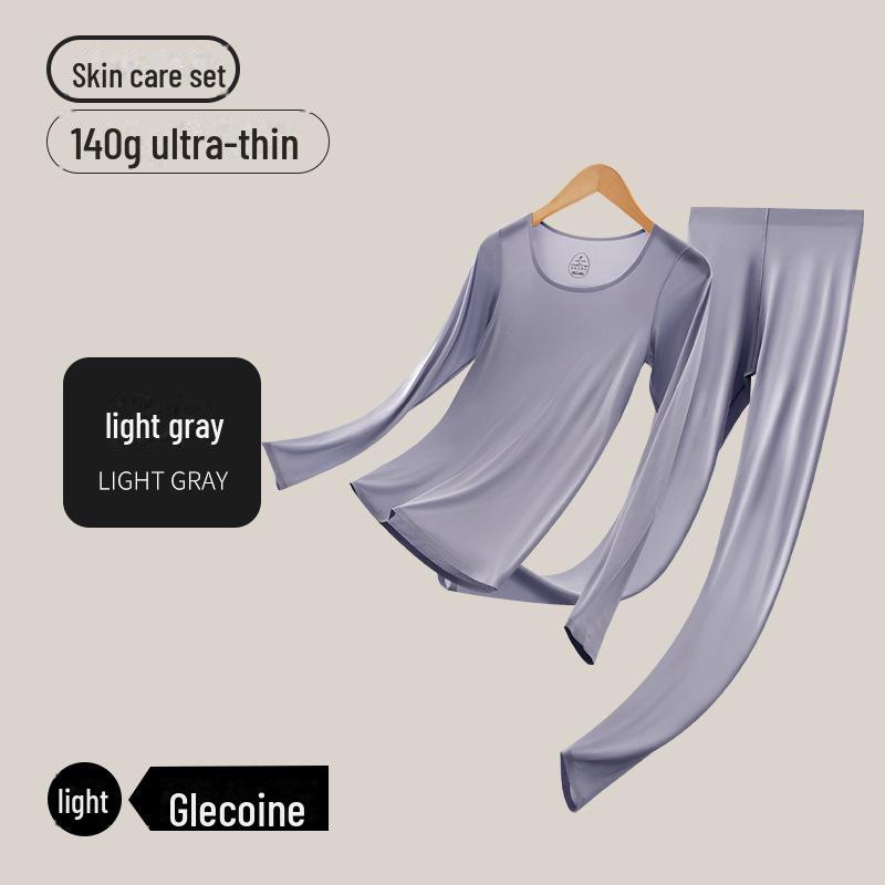 Women's Seamless Nude Ultra-Thin Thermal Underwear Set - High Elastic Autumn/Winter