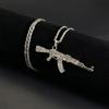 Stylish Submachine Guns Pendant Dazzling White Gold Plated Chain Hipsters Streetwear Diamond Accessory for Women and Men