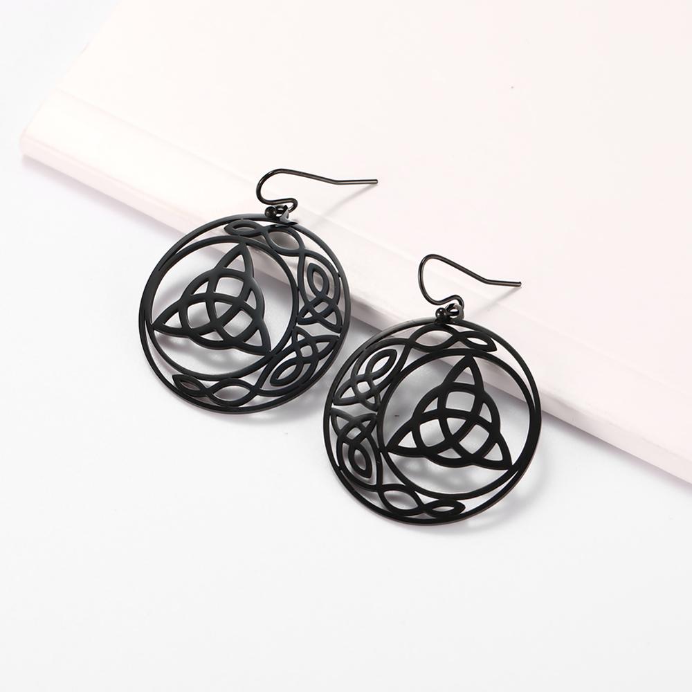 My Shape Hoop Gothic Earrings Stainless Steel Big Earring Dangle Earrings Irish Knot Women Gold Color Pendientes Gothic Jewelry