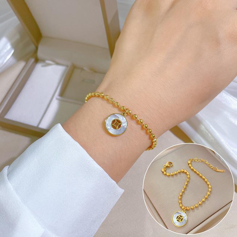 Dongmen Personalized Ring Shell Coin Round Bead Bracelet Female Retro Girlfriend