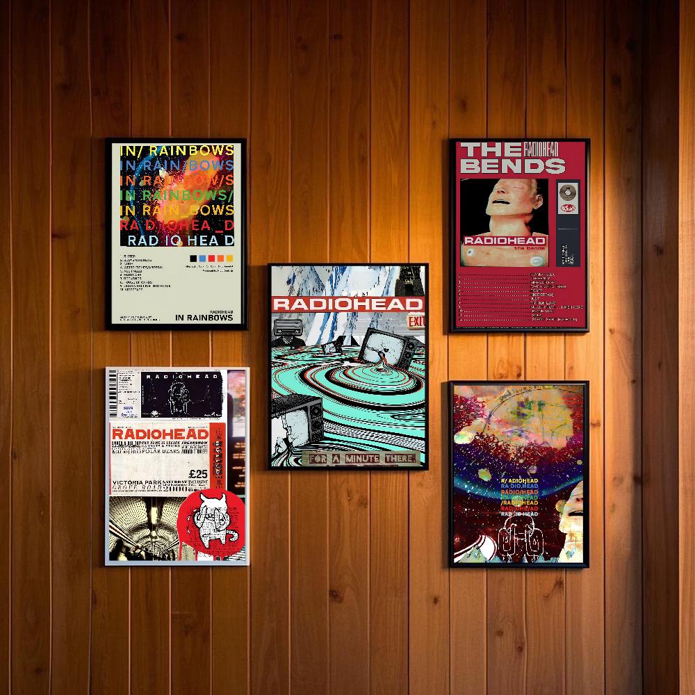 Banda de Art Rock Radiohead Póster de Música arte pared adhesiva impermeable hogar sala de estar dormitorio bar decoración estética