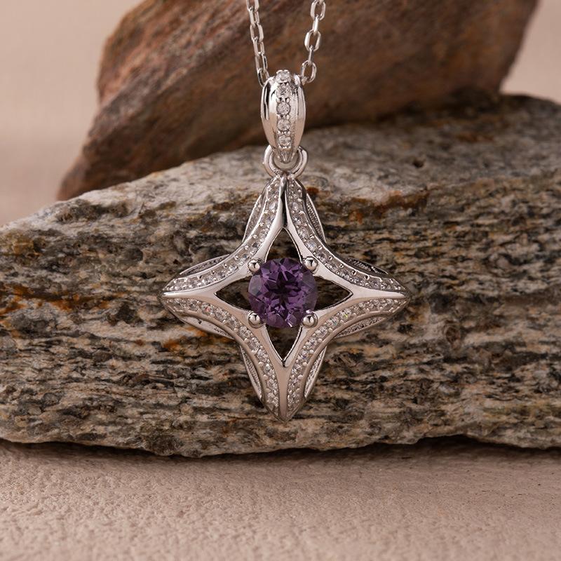 Natural Sapphire Diopside Topaz Aquamarine Colored Treasure Necklace Women'S S925 Silver Star Pendant
