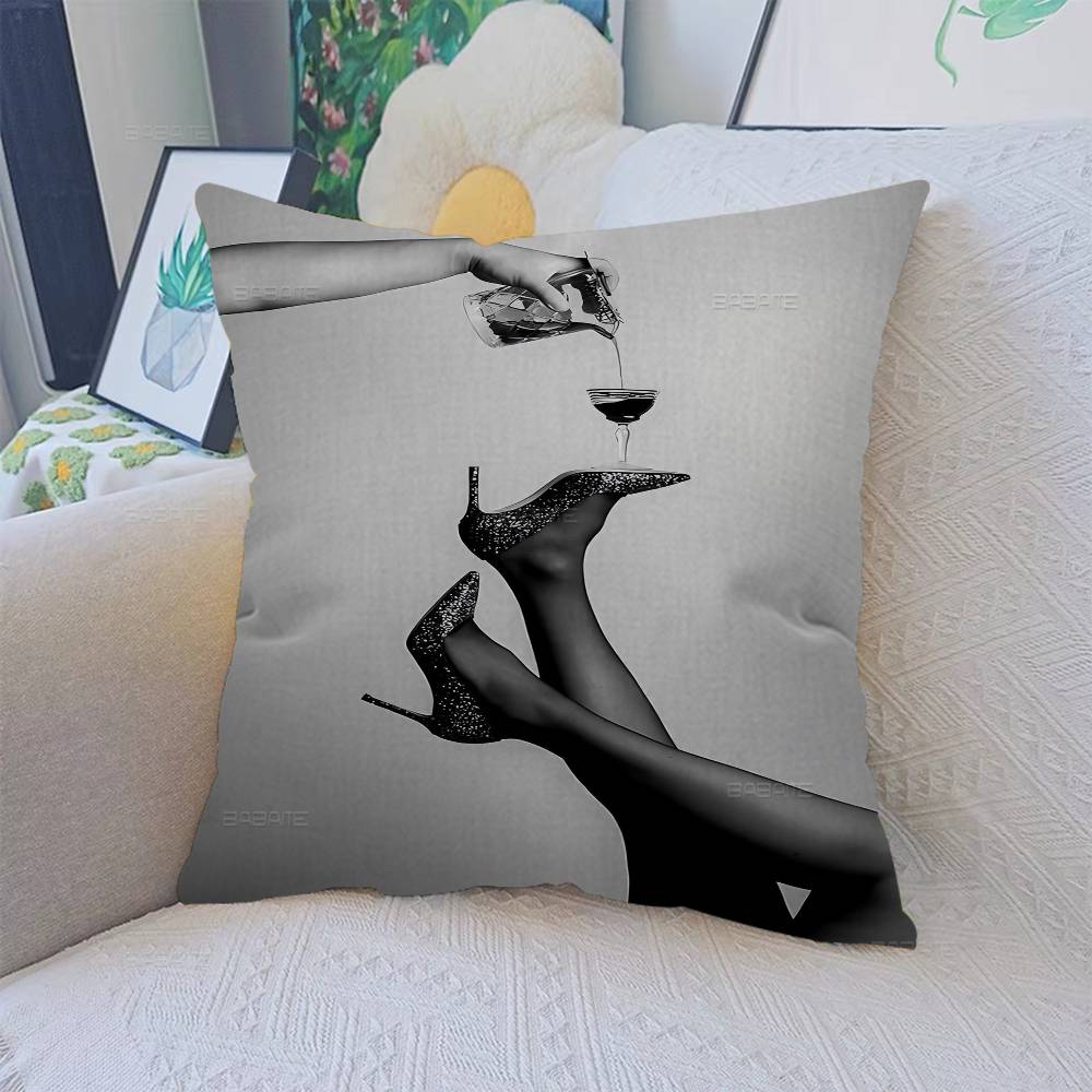 Black and White Sexy Girl Pillow Cover for Bedroom Room and Living Room Sofa Decorative Cushion Cover