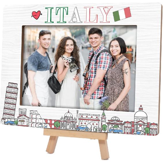 Italy Travel Picture Frames 4x6, Gift for Someone Going to Italy, Honeymoon Vacation Gifts Wood Photo Frames for Home Office Desk Table Decor (A10) Italy