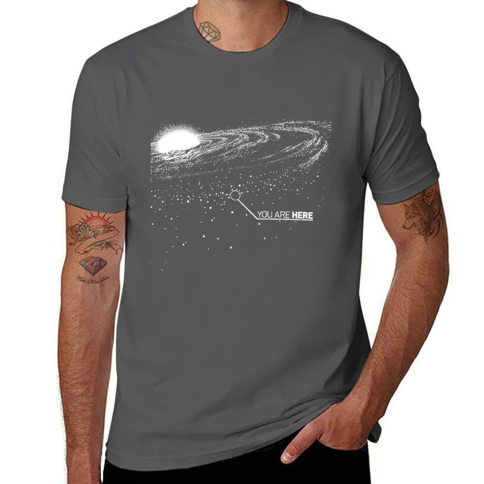 

You are here (space galaxy) T-Shirt summer top graphics plus size tops sublime t shirts for men graphic 4XL