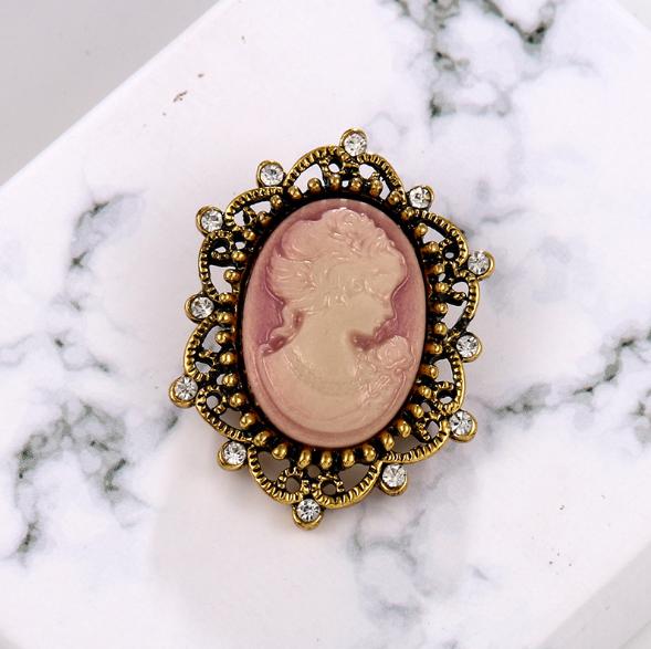 Vintage Victorian Cameo Elegant Queen Head Portrait Brooch For Women Antique Wedding Bridal Bouquet Clothing Jewelry Gifts