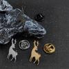 Classic Sika Deer Brooch for Men Stainless Steel Collar Pin for Everyday Use