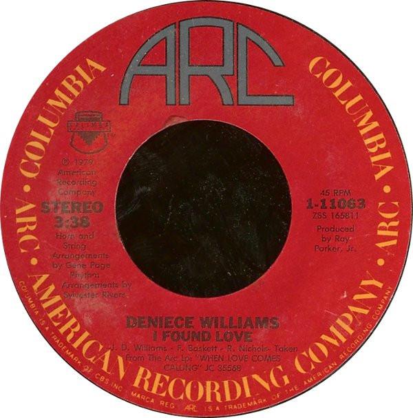 

7inch Record DENIECE WILLIAMS - I Found Love 111063 ARC 1979 US Soul/Funk Used