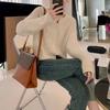 Autumn new gentle and simple style solid color single-breasted knitted cardigan women's casual versatile crew neck sweater women's