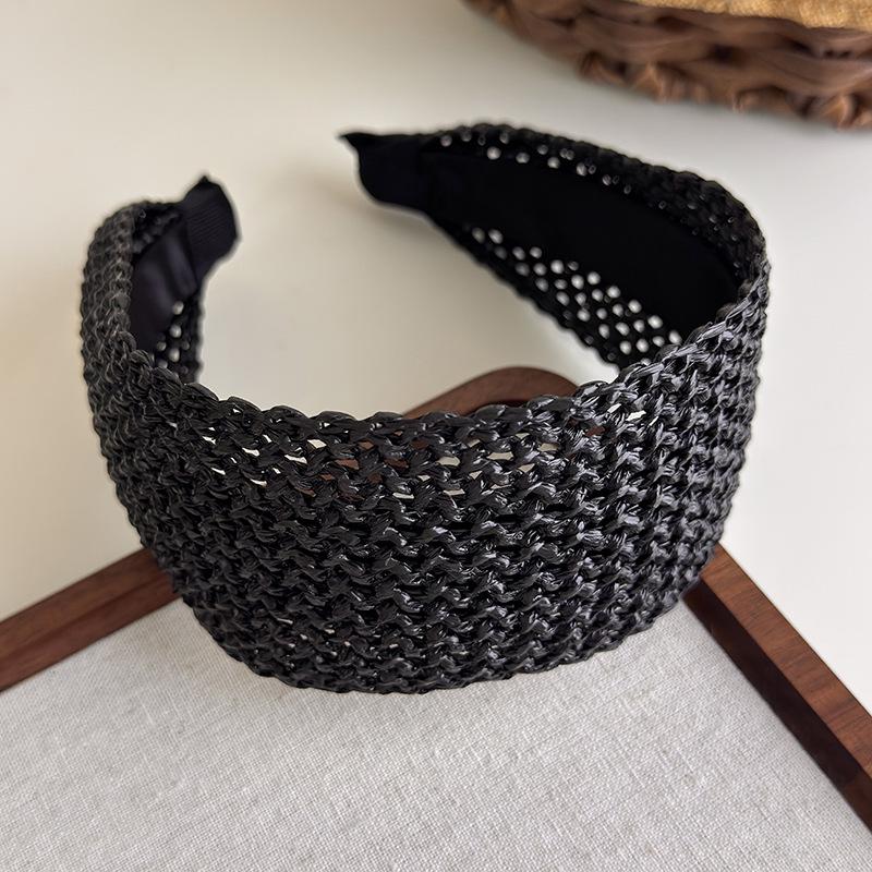 Bohemian Straw Wide-Brimmed Headband for Women - Vacation Style Hair Accessory