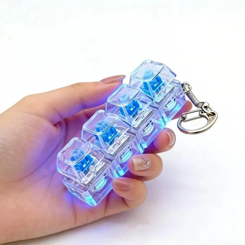 Mechanical Keyboard LED Light-Up Fidget Toy 2026 Creative Keychain Pendant for Adult Stress Relief Bag Accessory