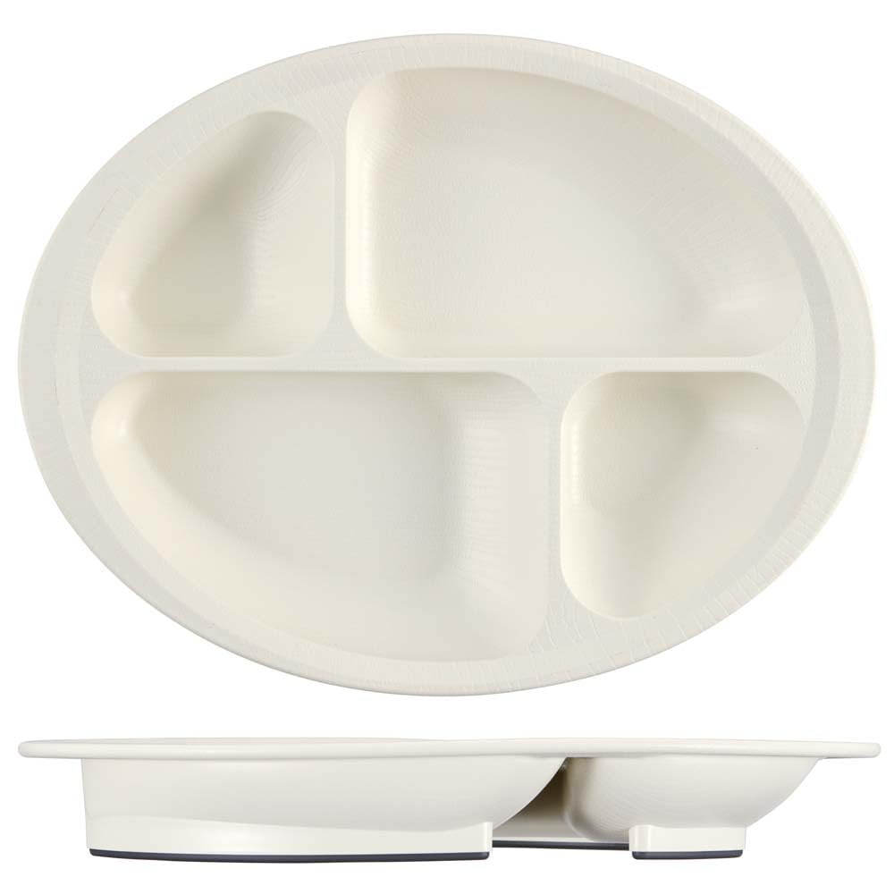 Skater Easy to Scoop Divider Plate Tableware Dishes Wood Grain Cream Plastic Durable Made of Biomass Raw Materials Microwave and Dishwasher Safe