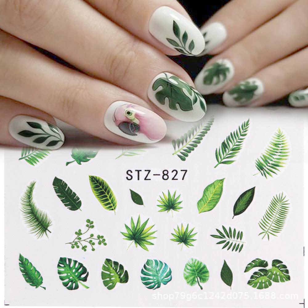 1pc 3D Nail Stickers Spring Summer Natural Flower Leaves Simulation Dried Flower Dragonfly Nail Applique Water Slides Decoration