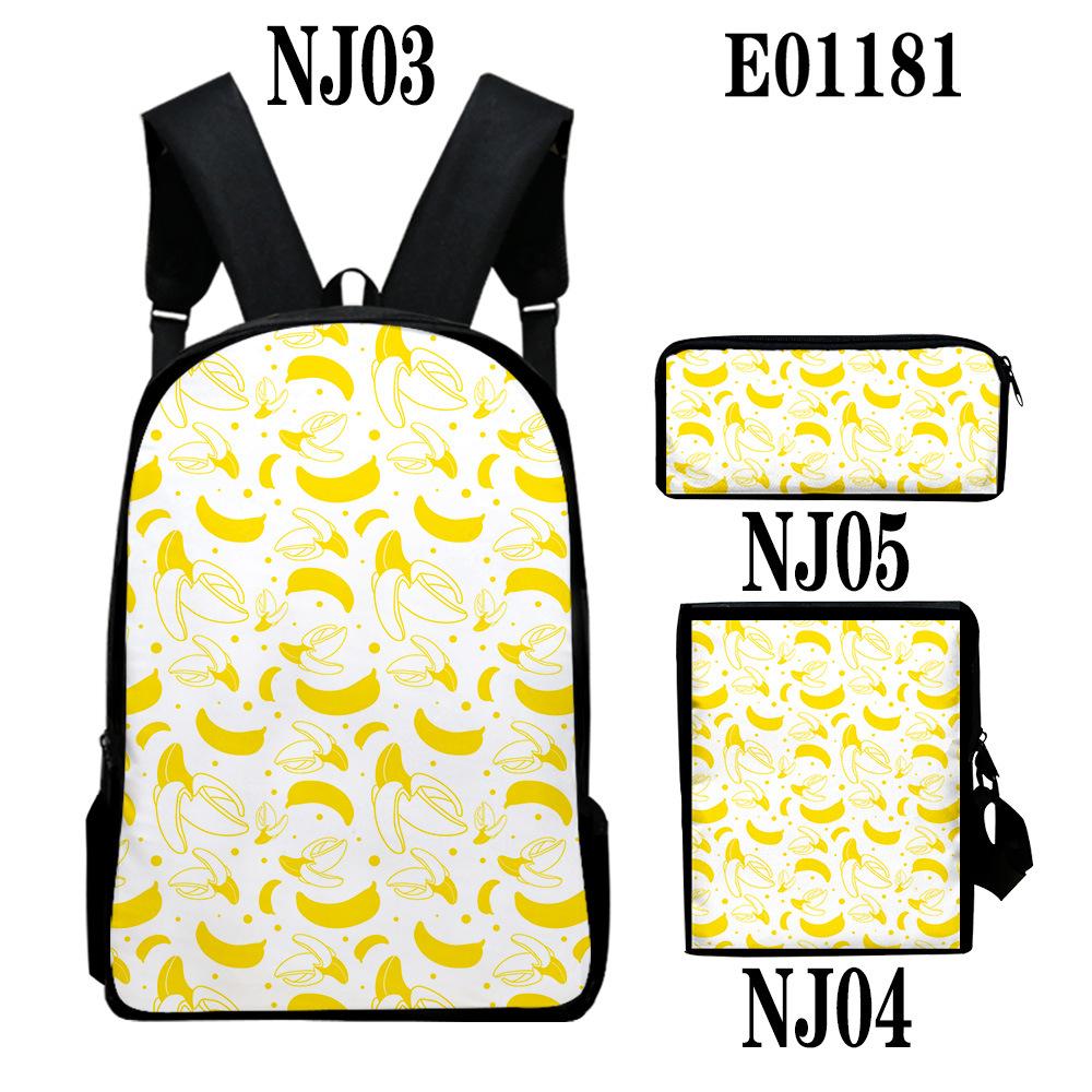 Classic Novelty Peculiar Fruit 3D Print 3pcs/Set Pupil School Bags Laptop Daypack Backpack Inclined Shoulder Bag Pencil Case
