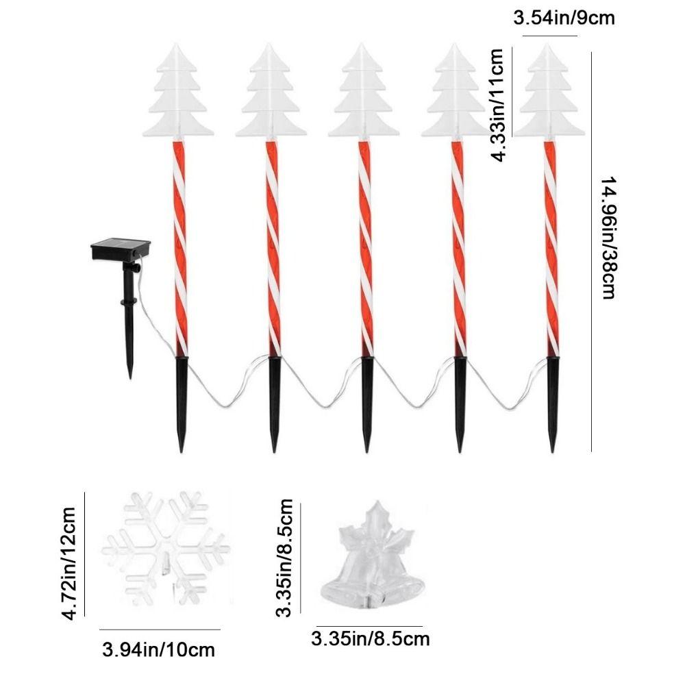 5Pcs/Set Snowflake Landscape Christmas Lights 8 Modes Red Tube Santa Claus Solar Lights Waterproof Decorative