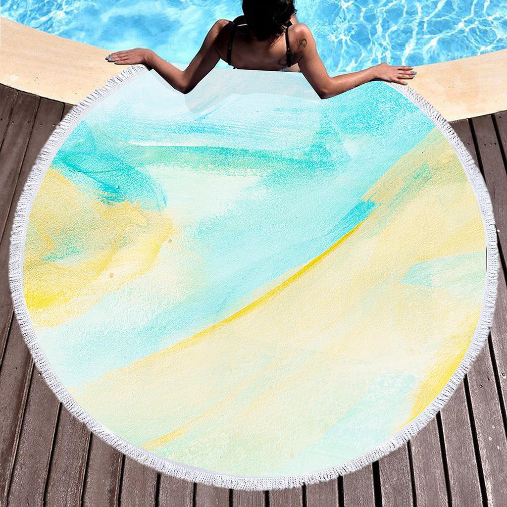 Abstract Watercolor Round Beach Towel,Splashing Ink Lightweight Absorbent Sand Proof Beach Blanket for Swim Sport Beach Gym Yoga