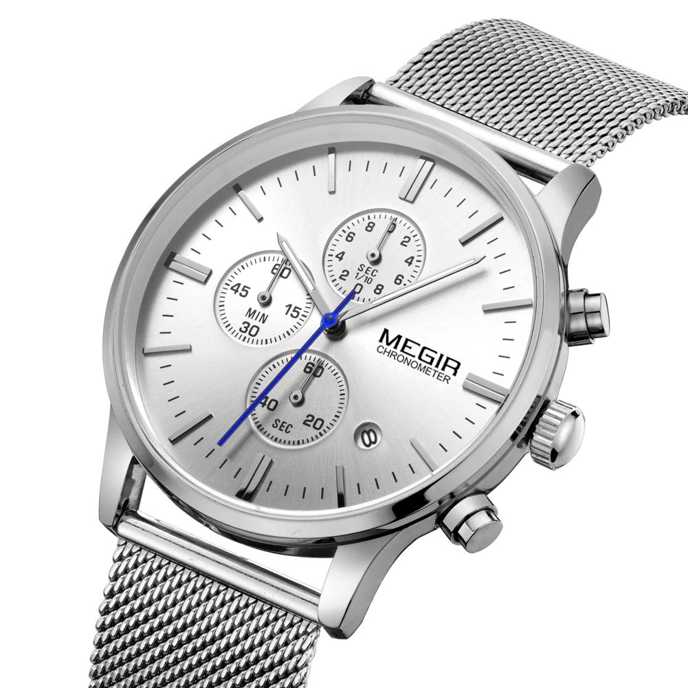 Quartz Watch For Men Stainless Steel Wristwatch Luxury Business Clock Waterproof Luminous Date Chronograph With Box