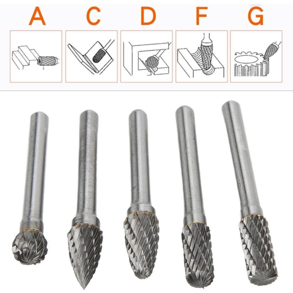 5PCS 6x10mm Carbide Rotary Burr Set Alloy Steel Rotary Burr File Set  Maintenance Technician