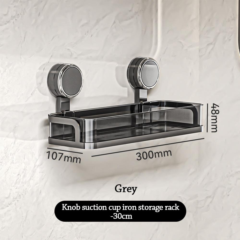 Simple Wall Mounted Bathroom Storage Rack Suction Cup Design Non Perforated Bathroom Toiletries Holder Shower Storage Shelf Home