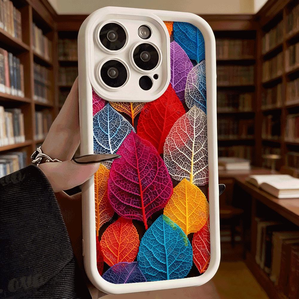 Colorful Skeleton Leaf Pixel Art Luxury Anti-Slip Phone Case For Xiaomi Redmi Note 15 14 13 12 11 10 9 Pro Full Protective Cover