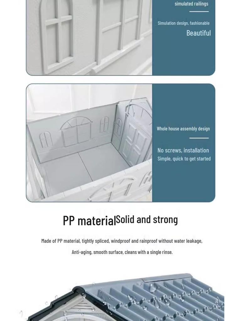 Four Seasons Universal Outdoor Dog House: Breathable, Rainproof Pet Nest for Medium & Large Dogs