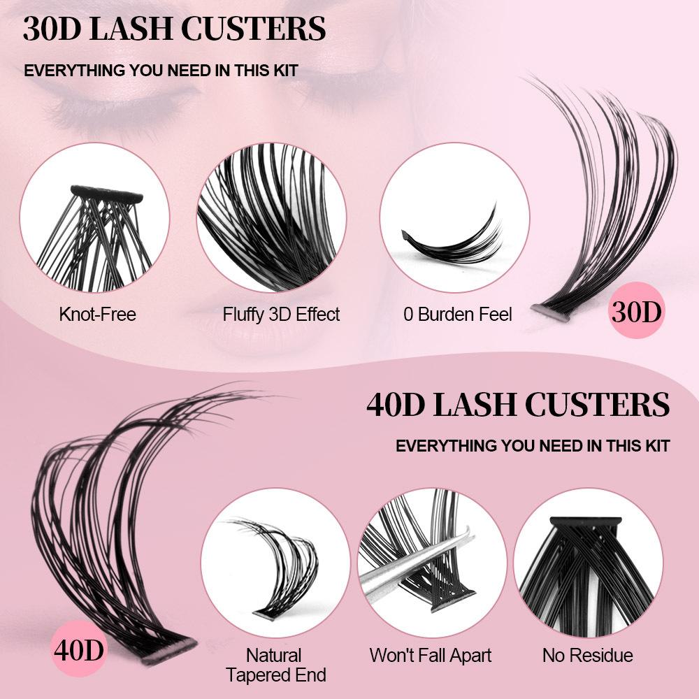 Diy Segmented False Eyelashes 3 Rows 12-16M With Glue Tweezers Set Combination Eyelashes