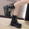Women Punk Boots 9 CM Platform Personalized Skull Design Shoes Cool Boots Retro Chunky High Quality Lace Up Casual Outdoor Shoes