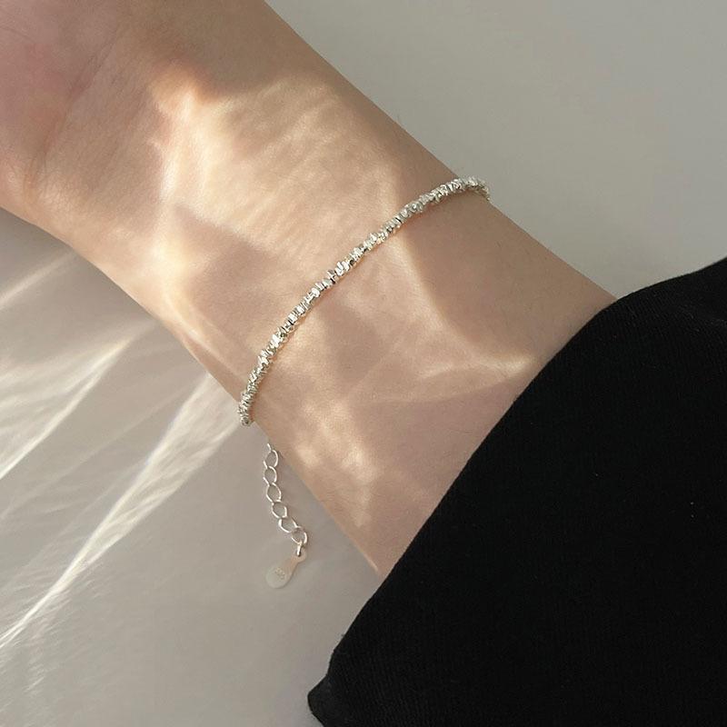 S925 Sterling Silver Shattered Silver Two Bracelets Female Fine Hand Ornaments