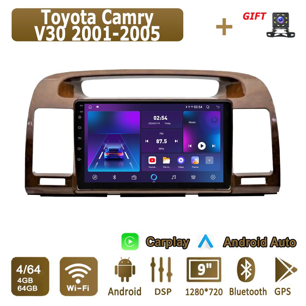 Android Carplay Car Radio For Toyota Camry V30 2001-2005 Multimedia Player Head Unit Stereo GPS Navigation BT WIFI 4+64GB