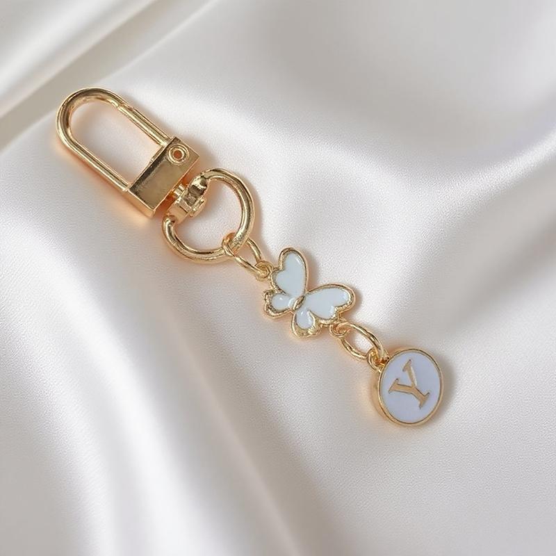 Metalowy Brelok z Literą Motyla A-Z 26 Liter Brelok Urok Uchwyt na Klucze Samochodowe Zawieszka do Torby Akcesoria Biżuteria Prezent