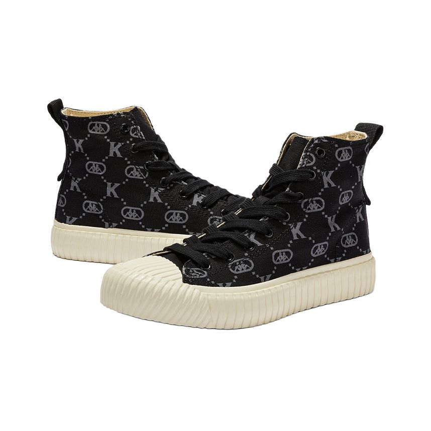 Kappa All Over Print Casual High Top Canvas Shoes Unisex Sneakers Black K0CY5VS14-990
