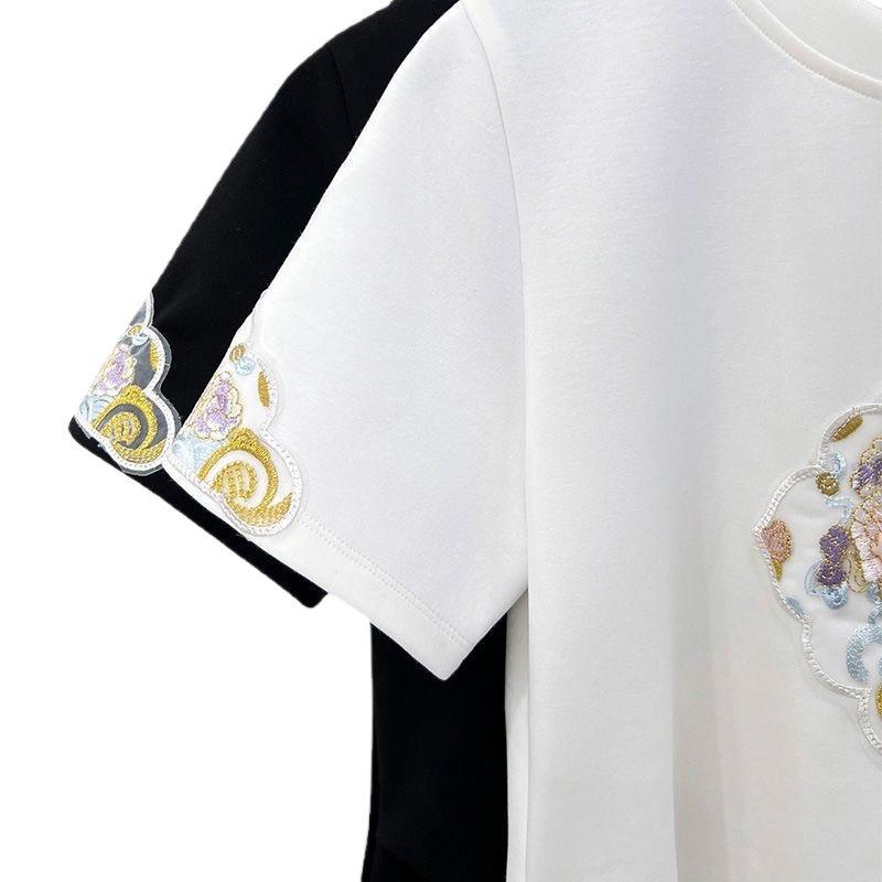2024 Women's Short Sleeve Slimming Embroidered Chinese-Style Top
