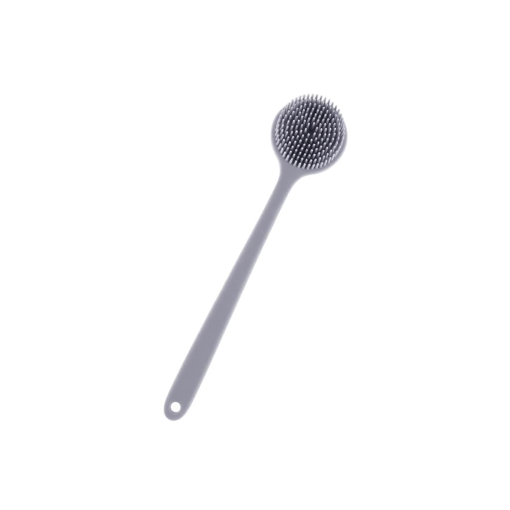 Silicone Bath Brush with Long Handle, Double Sided Shower for Back Exfoliating and Massage, Extended Body Cleaning Brush for Adults