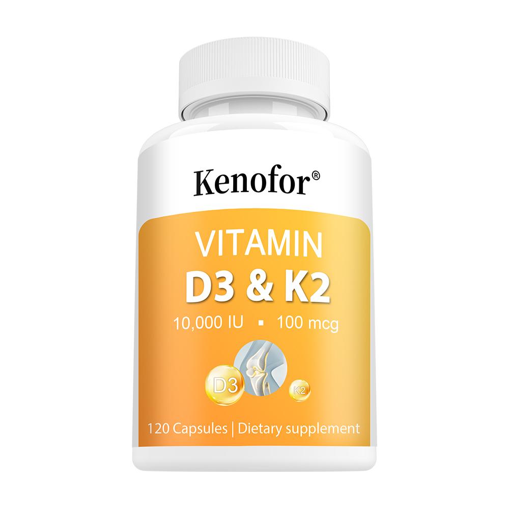 Vitamin D3 10000 IU & K2 100mcg Maximum Strength Complex, 120 Dietary Supplement Capsules 120PCS
