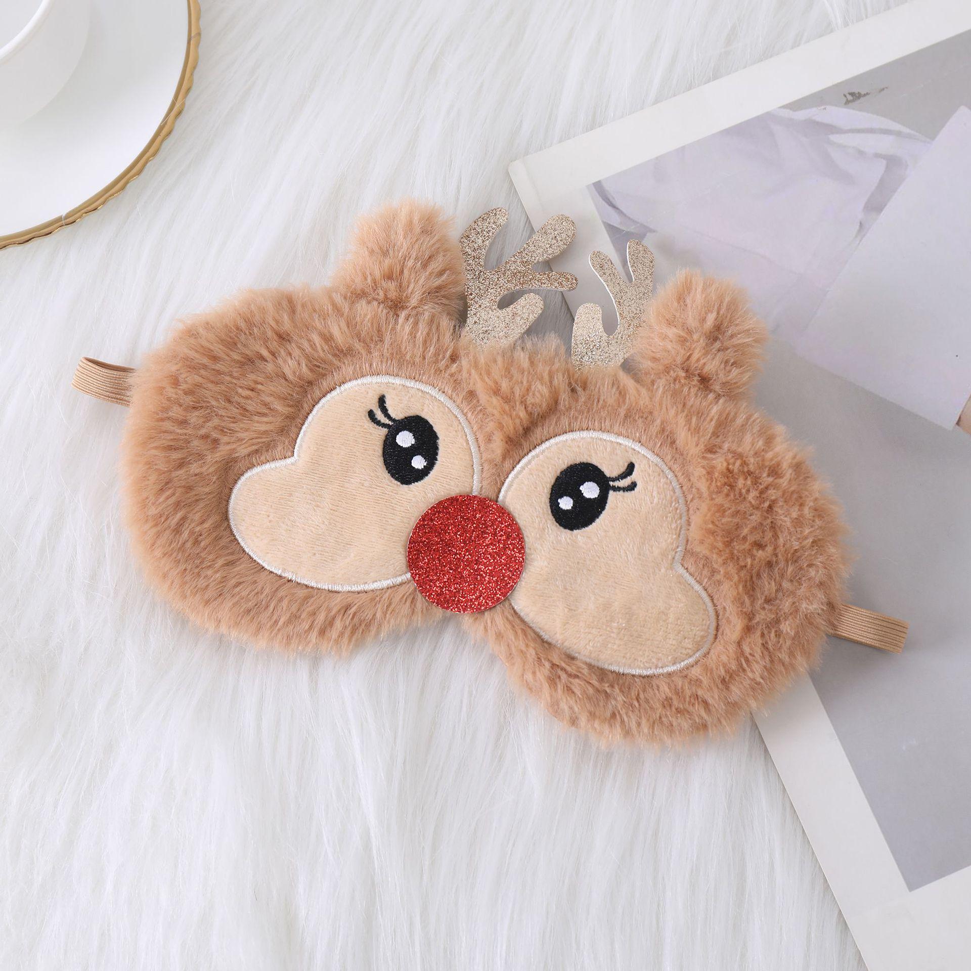 

Плюшевая маска для глаз с ушками единорога и вышивкой в виде кролика для сна и защиты от света