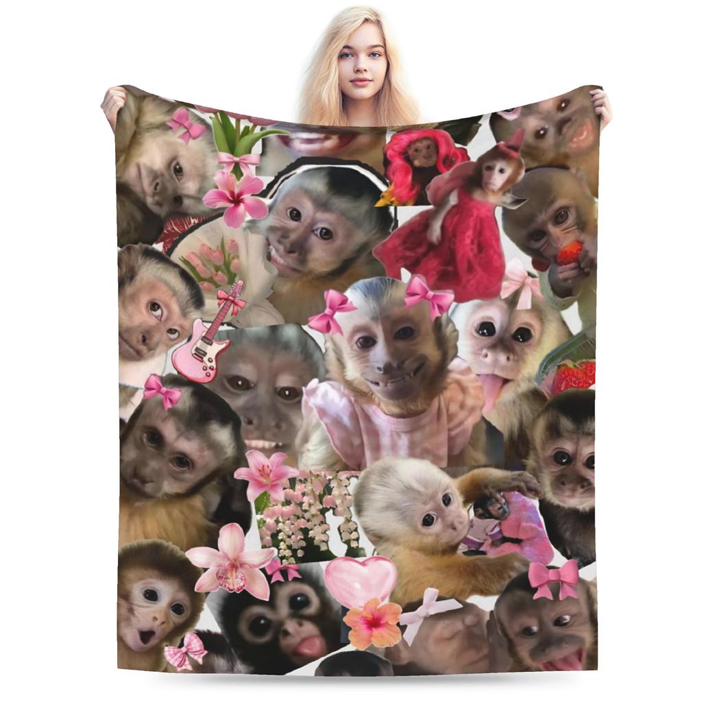 Funny Monkey Cartoon Gift Blanket For Men Women Super Soft Warm  Throw Blankets for Sofa 50x60 Inches Multi-size