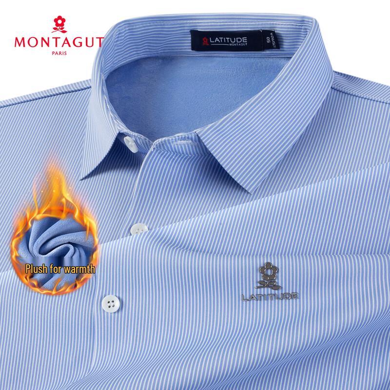 MONTAGUT Men s Striped Long Sleeve Thermal Easy-Care Shirt 54