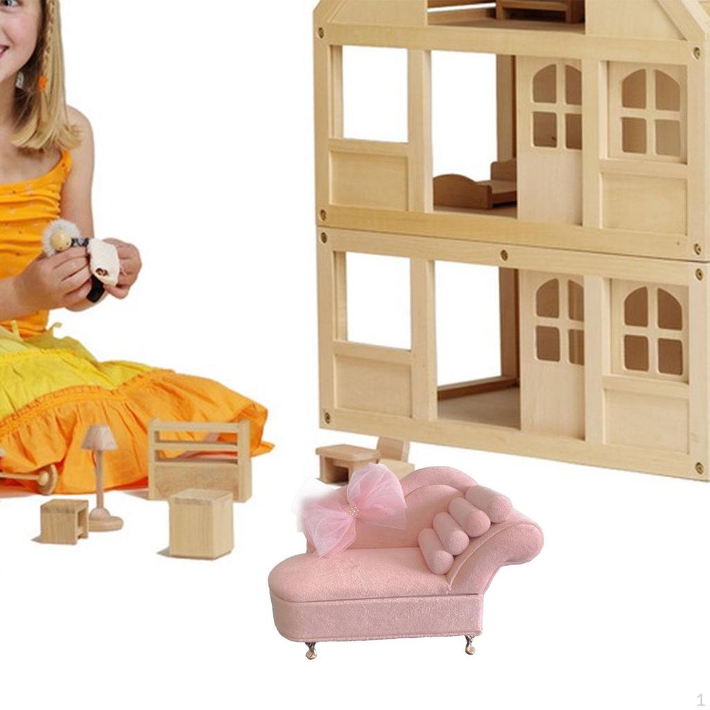 1:12 Scale Loveseat Miniature Set for Dollhouse Decoration