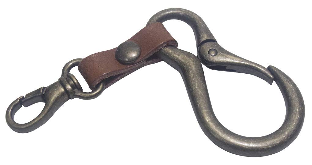 Tochigi Leather Carabiner with Mini Snap Hook SMK Keychain [highstyle] & Club-Type (Antique/Dark Brown)