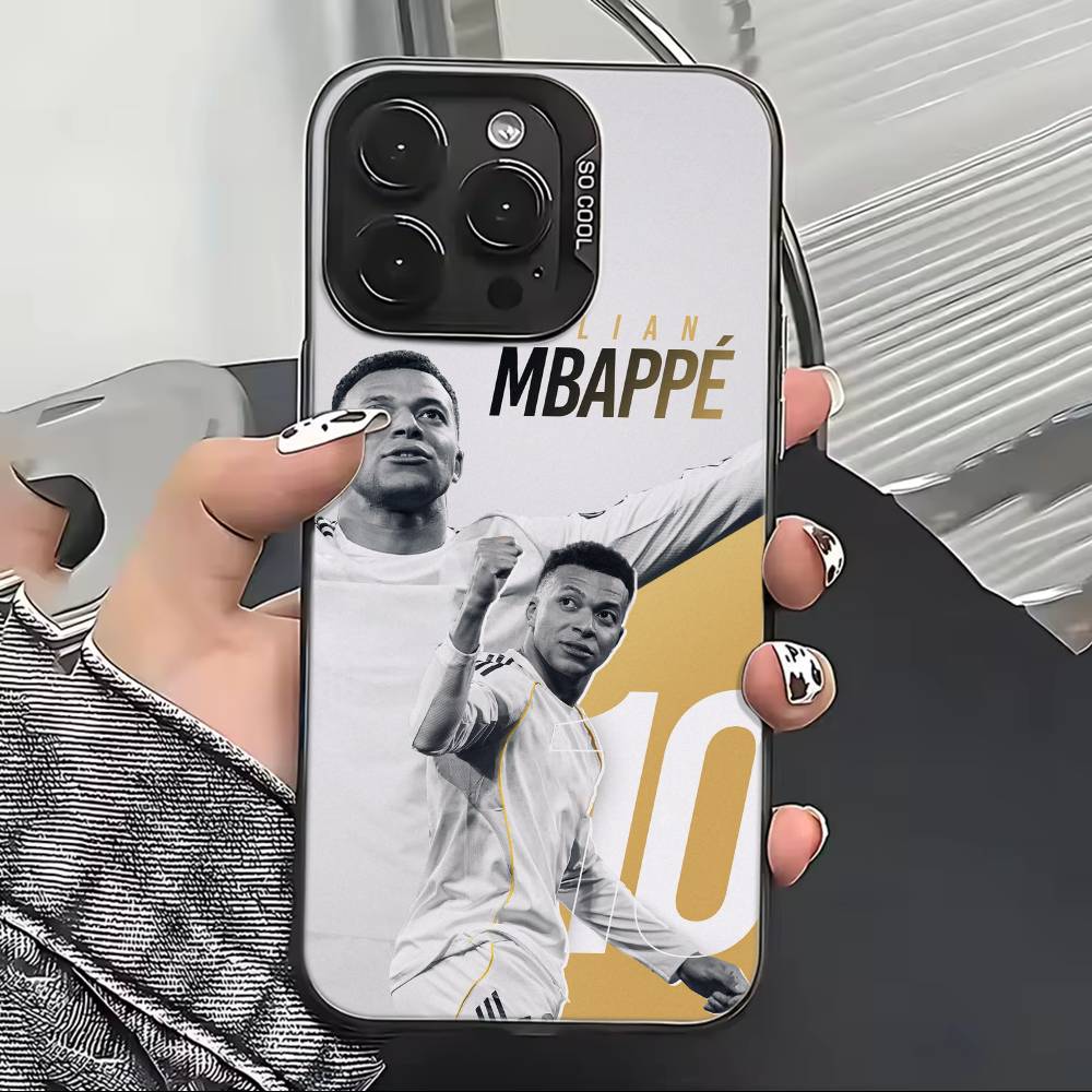 Football S-Star M-MbappeS-S Phone Case For iPhone 17,16,15,14,13,12,11 Plus,Pro Max,XS,Colored Silver Plated Inside Cover