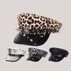 Punk Y2k Beret Hat Harajuku Flat Top Cap Vintage Rivet Leopard Hat  for Girls