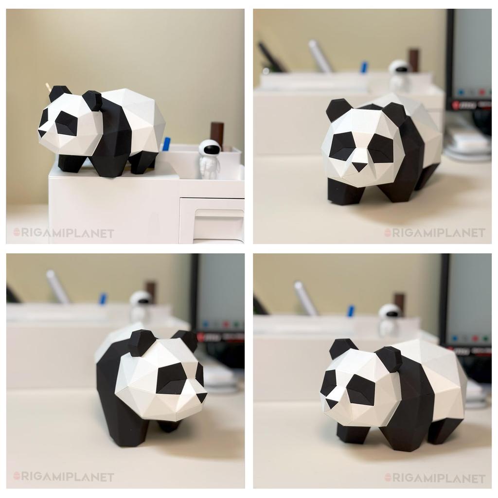 ORIGAMIPLANET 3D Origami Papercraft Kit Panda Fun DIY 3D Panda Paper Art Model for Teens Easy Handmade Animal Figurine Sculpture Gift Set for