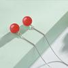 Korean Style Red-Black-Red Corundum Agate Bead Earrings, Multi-Wear Fashion Accessory