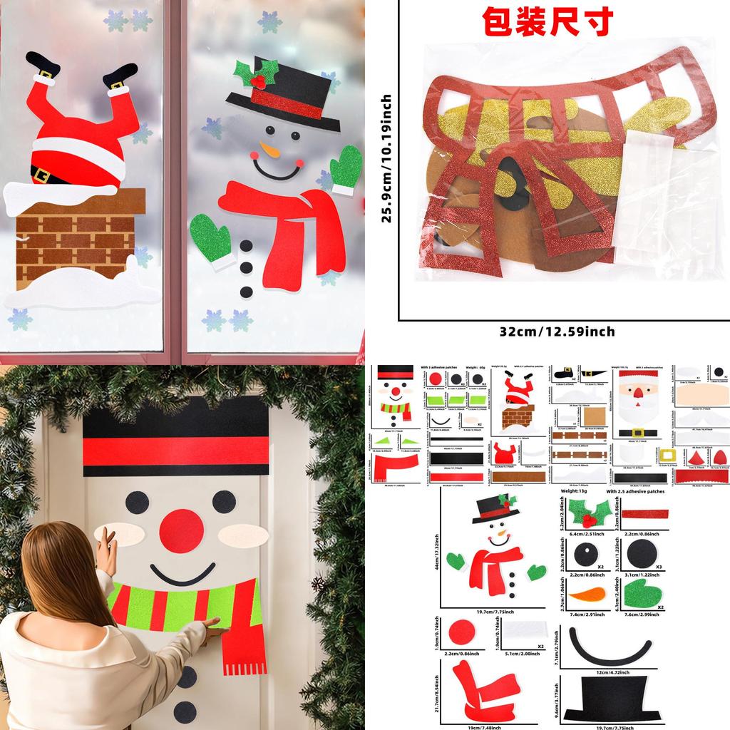 Delightful Christmas Nonwoven Fabric Door Decorations Featuring Cute Santa And Snowman