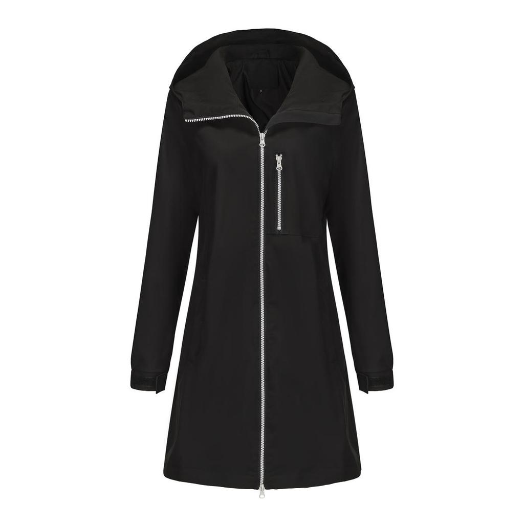 BRIGHT DEER Women’s Waterproof Trench Coat Hooded Windcheater Long Sleeves Zip Up Casual Wear for Autumn Winter Outdoor Sports